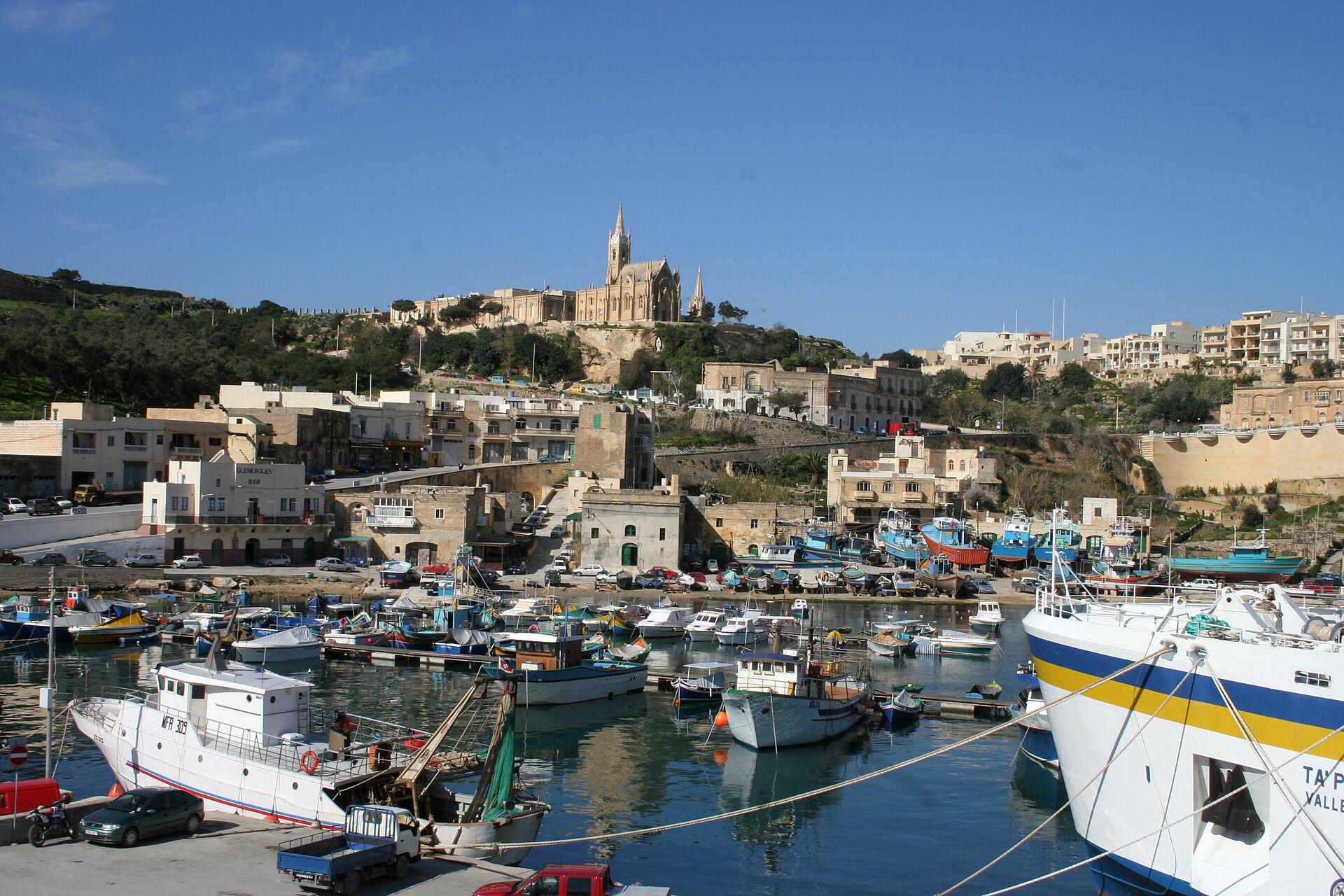 Mgarr harbour below Ghajnsielem, Gozo