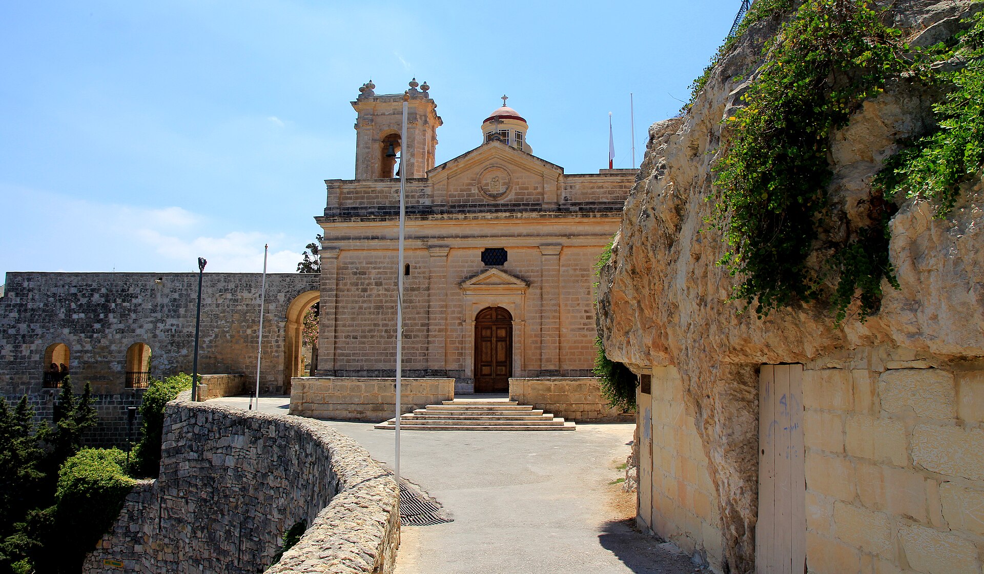 The sanctuary church cut into the rock at Mellieha